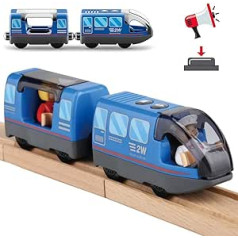 Wooden Train Electric High Speed Toy Train Children Locomotive Compatible with Wooden Rails Children's Toy Locomotive - Toy Car for Toddlers - Blue