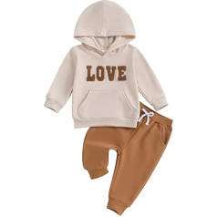 Geagodelia Baby 2 Pieces Autumn Outfits Sweatshirt Tops Long Sleeve Letter Embroidery Hoodie and Trousers Set Casual Tracksuit