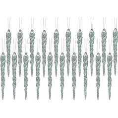 Christmas Concepts® 12 cm Glitter Icicle Decorations - Luxury Christmas Tree Decorations (Mint Green, Pack of 20)