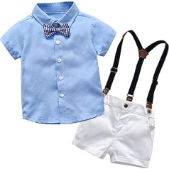 0 to 24 Months Bodysuits for Infant Baby Boys Gentleman Bow Tie T-Shirt Tops+Shorts Overalls Outfits Clothes Dress Suit