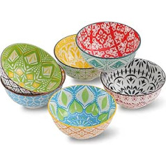 AHX Bowls Set – Small Cereal Bowl Dessert Bowls 300 ml – 6-Piece Colourful Porcelain Bowl for Ice Cream Dessert Cereal Dessert Snack Rice 12 cm Diameter