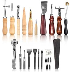 19-Piece Leather Sewing Tool Set, DIY Leather Craft Hand Kit for Sewing by Hand, Saddle Making, Leather Sewing Set for Leather Sewing Bookbinding, Leather Crafting Leather Tool Punch Pliers for