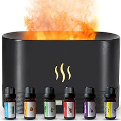 Flame Diffuser Air Freshener Set with 6 Essential Oils Humidifier Diffuser for Fragrance Oils Humidifier with Fragrance Defuser Air Aroma Oils