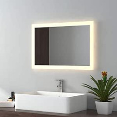 EMKE LED Bathroom Mirror 40 x 60 cm Bathroom Mirror with Lighting Warm White Light Mirror Wall Mirror IP44