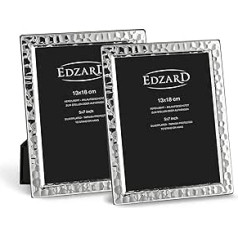 EDZARD 2 Pavia attēlu rāmju komplekts fotogrāfijām 13 x 18 cm Elegants, sudrabots, aptraipīšanas izturīgs ar samta pamatni. Komplektā ietilpst 2 pakaramie foto rāmis stāvēšanai un pakāršanai