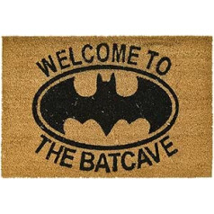 DC Comics Batman Kokos Fußmatte, (laipni lūdzam The Batcave Design) 40 cm x 60 cm — Offizielles Lizenszprodukt