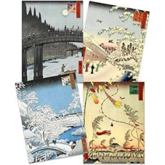 Wee Blue Coo japāņu koka bloks Utagawa Hiroshige Ukiyo-e Neierāmēta sienas mākslas drukas plakāts Home Decor Premium Pack of 4 Japāņu koka sienas mājas dekorēšana