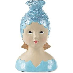 baden Import Stand-Up Decorative Lady's Head Light Blue with Fish Cap