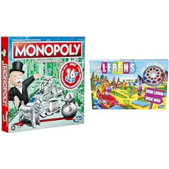 Monopoly & Hasbro The Game of Life, galda spēle visai ģimenei 2-4 spēlētājiem, bērniem no 8 gadu vecuma, komplektā ir krāsainas pildspalvas