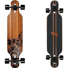 JUCKER HAWAII Longboards | Kvalitāte no Longboard Professional | Longboard HOKU dažādos dizainos | Bērniem un pieaugušajiem | Izturīga stikla šķiedras konstrukcija | Performance Longboard Izgatavots no bambusa