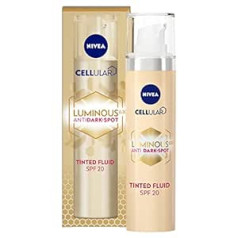 Nivea Cellular Luminous 630 Anti-Dark Spot Tonted Fluid SPF 20 Double Corrector (40 ml), Tumšo plankumu korekcija, Sejas korektors gaišai ādai