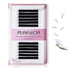 Pureleor Easy Fan Lashes, D Curl, 0,07, 14 mm, Russian Volume Lashes, Easy Fan, 2D-30D skropstu pieaudzēšana, pašfanējošas skropstas, individuālas skropstu pieaudzēšanas, salona un mājas lietošanai