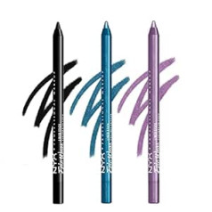 Nyx Professional Makeup NYX Professional grima noturīgs acu zīmulis, Epic Wear noturīgs laineris, melns un tirkīzs un violets, trīs iepakojumā