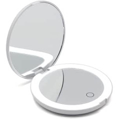 Achoro Дорожное зеркало для макияжа Многофункциональное перезаряжаемое портативное зеркало с 10-кратным увеличением