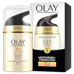 Olay 7 vienā, Total Effects BB Cream Mitrinošs krēms un Touch of Foundation ar SPF15, 50 ml, Fair