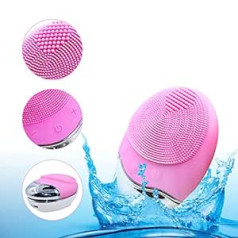 Penobon Silikona sejas tīrīšanas birste, pretnovecošanās elektriskā uzlādējama masāžas birste, ūdensizturīga sejas birste (rozā)