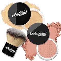 Bellapierre Cosmetics Bellapierre Mineral Foundation & Blush Duo ar Kabuki otu, eļļu, talku un Cruelty Free, hipoalerģisks un drošs visiem ādas tipiem, 4g, kanēlis un rudens mirdzums