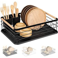 Navaris Dish Drainer Rack for Dishes, Drip Rack for Kitchen Sink, Shelf for Plates, Glasses, Cutlery