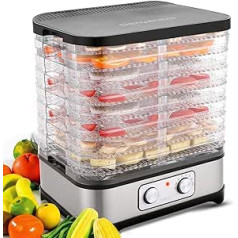 Dehydrator Dehydrator with Temperature Control, 8 Levels Removable Dehydrator, Temperature Control 35-70°C for Meat, Fruits, Vegetables and Nuts, 400 W, Button, BPA-Free