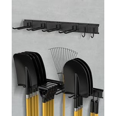 TOPHDY Hanging Garden Tool Tray 8-Piece Wall Mount Tool - 86.36 cm Metal Tool Holder with 6 Adjustable Hooks, Robust Garage Accessories for the Workshop, Supports Up to 90.7 kg