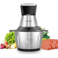 AMZCHEF Electric Kitchen Chopper with 2 L Stainless Steel Bowl, 500 W Multi Chopper Electric with 2 Speed Levels, Meat Grinder for Meat, Onions, Baby Food, Fruit and Vegetables