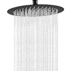 Rain Shower Head, 8 Inch Round High Pressure Shower Head, VIGIME Ultra Thin Stainless Steel 304 High Flow Rain Shower Head with Silicone Nozzle, Matte Black