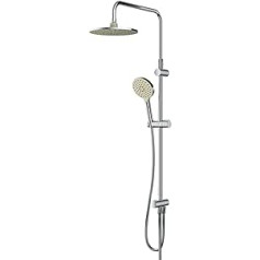 Hit F07TA000 Shower Rail with Rain Shower and Hand Shower with 5 Outlet Modes and Water-Saving Function, Chrome