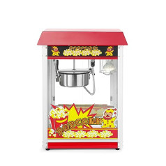 HENDI Popcorn Machine, Popcorn Maker, with Crumb Drawer, 230 V, 1500 W, 560 x 420 x (H) 770 mm, Aluminium, Red