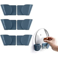 Menmamenma Pot Lid Holder Adjustable Plastic Self Adhesive Cabinet Door Wall Mount Kitchen Storage for Home Kitchen Plates Towels Utensils Organizer Blue 6 Pack