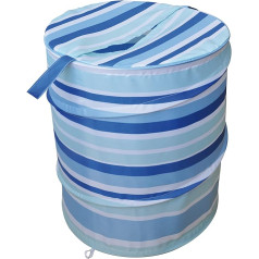 Blue Canyon Pop Up Laundry Basket, Striped Large Laundry Basket for Washing with Handles, Foldable Laundry Basket with Fabric, Suitable for Laundry, Bedroom, Bathroom, Foldable Garment Bag - Blue