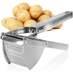 com-four® kartupeļu rīvmašīna izgatavota no nerūsējošā tērauda, mazgājama trauku mazgājamā mašīnā, spaetzle prese, spageti saldējuma spiede, kartupeļu smalcinātājs (nerūsējošais tērauds, plats rokturis)