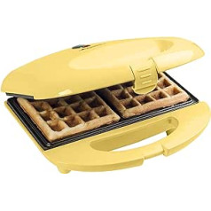 Bestron Brussels Waffle Iron in Retro Design, Waffle Maker for 2 Belgian Waffles, with Non-Stick Coating and Baking Light, 700 W, Colour: Yellow