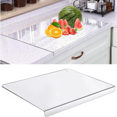 Acrylic Cutting Board, 5 mm Acrylic Chopping Board with Stop Edge, 60 cm x 45 cm, Clear Acrylic Cutting Board for the Kitchen Counter, Non-Slip Transparent Acrylic Chopping Board with Lip