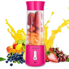 Portable blender for smoothies and shakes - USB rechargeable 500 ml personal mini size blender with strong power for mixed juice shakes and smoothies, suitable for home, office, camping.