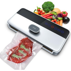 Vacuum Sealer Automātiskais vakuuma blīvētājs -80kPa, 5-in-1 plēves metināšanas iekārta ar vakuuma rullīšiem, Sous Vide ar ārēju vakuumu, piemērots mitrai un sausai pārtikai