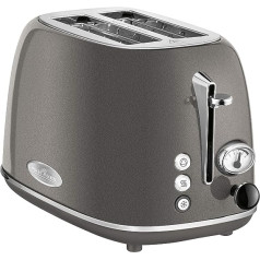 ProfiCook Toaster in stylish vintage design, 2 slices toaster with wide slot (extra wide toast slots) and solid metal housing, retro toaster with bun attachment, PC TA 1193 anthracite