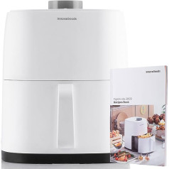 InnovaGoods® karstā gaisa cepeškrāsns 2L Airfryer 1200W ar +100 receptēm vācu valodā, karstā gaisa cepeškrāsns ar nepiedegošo grozu, taimeri un 360° gaisa plūsmu, gaisa fritieris 1-2 cilvēkiem, gaisa cepšanas iekārta, krāsa balta