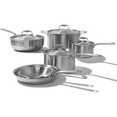 Made in Cookware 10-Piece 5-Ply Coated Stainless Steel Saucepan and Pan Set - Includes Non-Stick Frying Pan, Saucepans and Stainless Steel Soup Pot with Lid - Made in Italy