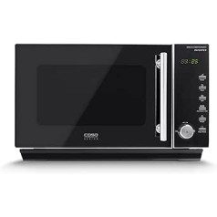 CASO MIG25 Ceramic 2-in-1 Microwave with Grill, Ceramic Base and Inverter Technology, 900 W, 1000 W Grill, 25 L, Stainless Steel Design, Mirrored, Silver