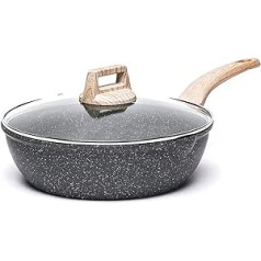 CAROTE Frying Pan Wok Pan with Lid 28 cm | Pan with Non-Stick Coating | Deep Frying Pan For All Hobs Including Induction