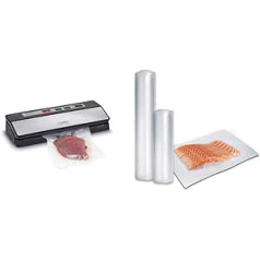 CASO 1522 VR 390 Advanced Vacuum Sealer, Foil Sealer, Includes 10 Professional Foil Bags & Professional Vacuum Film Set 1 / BPA-Free, Very Strong, Tear-Resistant, Boil-Proof, 1235