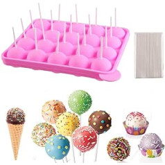 BPA-frei Lollipop Candy Silikon Formen & Ice Cube Tablets 100 Sticks Mufin Kuchen Gumdrop Jelly Formen- Rosa