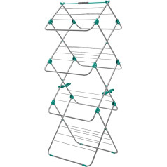 Addis Easi 3-Tier Indoor Clothes Airer 15m Drying Area - Metallic Aqua (Silver/Aqua)