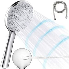 AFUDER Shower Head Rain Shower ABS Coating 6 Functions 6 Speed High Pressure Shower Head with Gun Flush Anti-Scaling with Hose Large Handheld Shower Head (AF Plating)