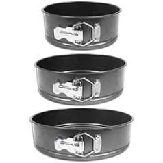 3 Piece Non-Stick Baking Pan Set Three Sizes Suitable for Cooking and Baking Coated Space Saving Stackable Storage 18cm, 22cm, 26cm and 7.5cm Deep