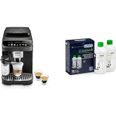 De'Longhi Magnifica Evo ECAM 292.81.B pilnībā automātisks kafijas automāts ar LatteCrema piena sistēmu, 7 tiešās atlases pogām un De'Longhi Original EcoDecalk DLSC502 atkaļķošanas līdzekli