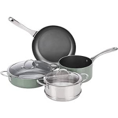 Amazon Basics 6-Piece Cookware Set, Non-Stick Coating, Multifunctional, Suitable for Induction Cookers