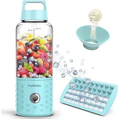 PopBabies Portable Personal USB-Rechargeable Small Blender for Shakes and Smoothies, Stronger and Faster, with Ice Cube Tray