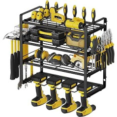 AcornFort W-17 4 Tier Metal Heavy Duty Garage Tool Workshop Shed Rack Organiser with 4 Additional Drill Holders (4 Tiers, 40 cm)