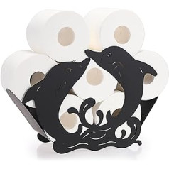 BTSKY Metal Toilet Roll Holder - Mate Black Animals Style Toilet Roll Holder, Free Standing & Wall Mount, Toilet Paper Storage Container for Bathroom, Home, Kitchen,